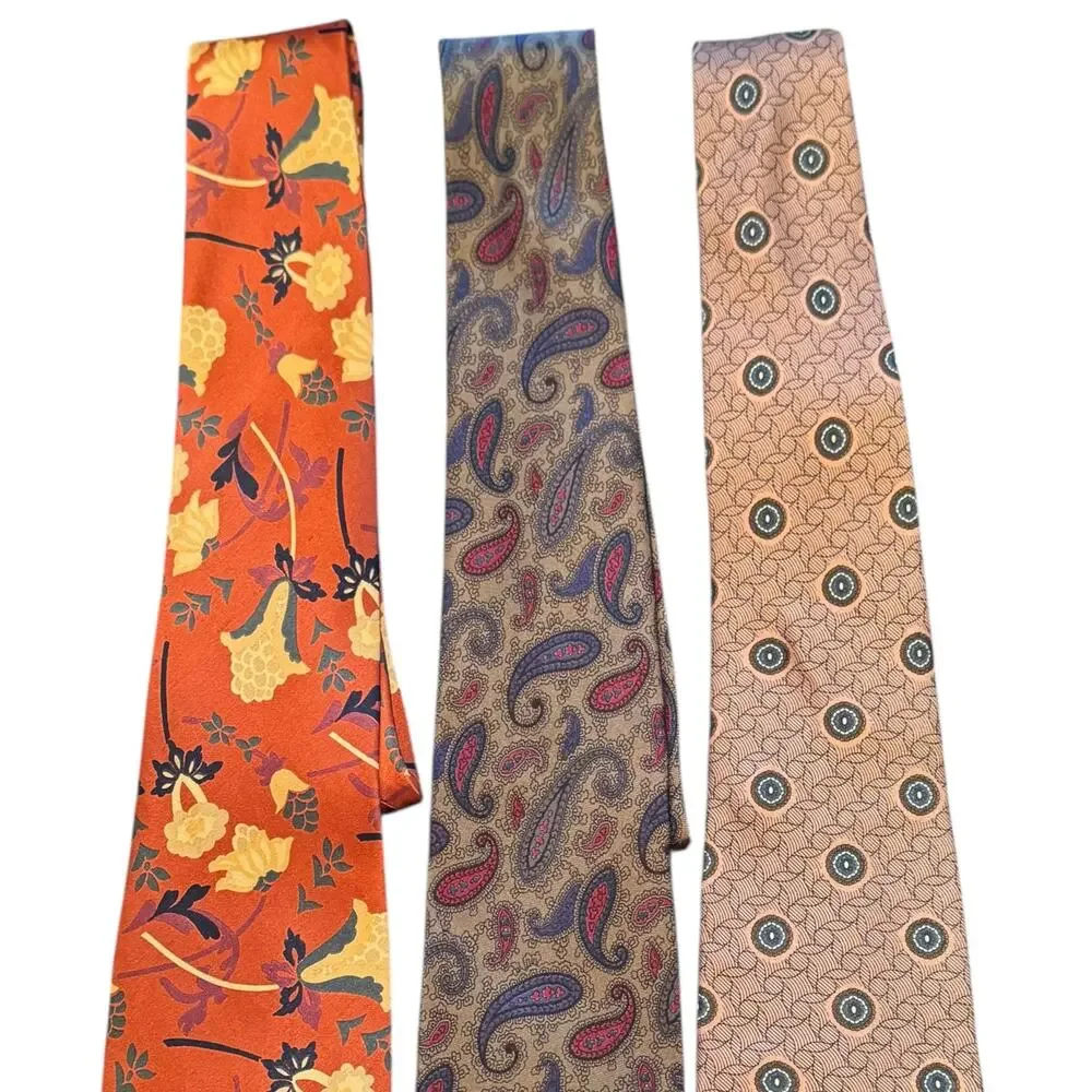 Vintage Silk Designer Tie Lot Lanvin Christian Dior AKM Made in Italy